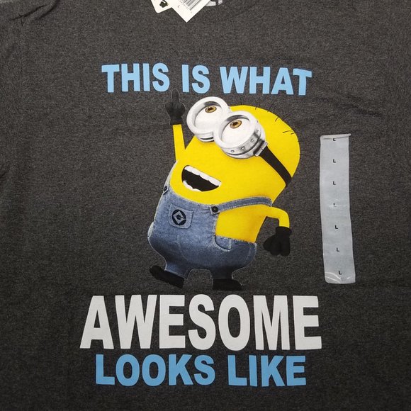 Minions 'Awesome' Boys Large T-Shirt | NEW - Picture 3 of 7